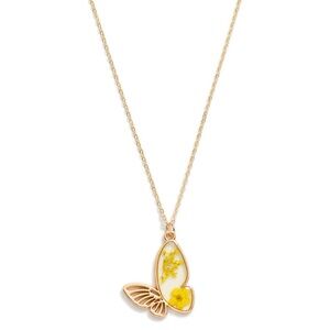 Gold and Yellow Butterfly Pendant Necklace - Women Jewelry